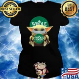 Baby Yoda mask hug Whole foods market s Ladies tee