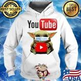 Baby yoda mask hug Youtube s Hoodie