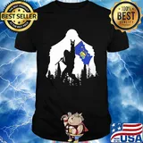 Bigfoot rock and roll montana flag in the forest shirt