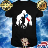 Bigfoot rock and roll texas flag in the forest shirt