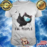Black cat wear medical mask ew people covid-19 shirt