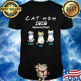 cat mom 2020 mask quarantined peanut milo teddy shirt