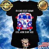 Los angeles dodgers hippie bus skeleton on a dark desert highway cool wind in my hair s Ladies tee