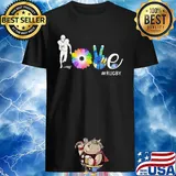 Love America Football Hand Sign Peace Victory Daisy Hippie Flower shirt