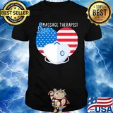 Love massage therapist heart American flag mask covid-19 shirt
