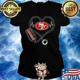 Nurse san francisco 49ers stethoscope heart s Ladies tee