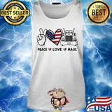 Peace love haul heart American flag veteran s Tank top