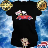Snoopy driving a car washington nationals flag s Ladies tee
