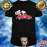 Snoopy driving a car washington nationals flag shirt