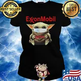 Star wars baby yoda hug exxonmobil mask covid-19 s Ladies tee