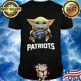 Star wars baby yoda hug new england patriots football mask covid-19 shirt