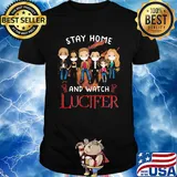 Stay home and watch lucifer characters chibi mask covid-19 shirt