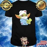 Strong Baby Yoda Wearing Scrub Nurse Shirt
