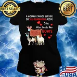 A woman cannot survive on self quarantine alone she also needs her Goats mask heart s Ladies tee