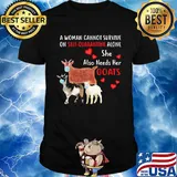 A woman cannot survive on self quarantine alone she also needs her Goats mask heart shirt