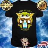 Baby Yoda face mask hug keep distance we must shirt