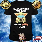 Baby Yoda face mask hug quatantined we are drink Baileys I must shirt