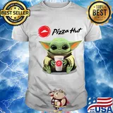 Baby Yoda hug Pizza Hut shirt
