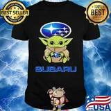 Baby Yoda hug Subaru shirt