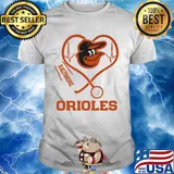 Baltimore orioles baseball stethoscope heart shirt