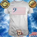 Bass Guitar Clef Flag Embroidered shirt
