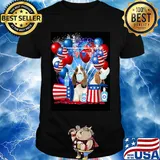 Basset hound happy independence day mask soap firework balloon american flag shirt
