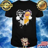 Blood inside oakland raiders and los angeles lakers heart heartbeat shirt