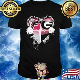 Blood insides atlanta falcons and georgia bulldogs heart heartbeat shirt