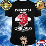 Blood insides I'm proud of being a nebraska cornhuskers fan shirt