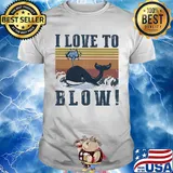 Blue whale I love to blow vintage shirt