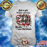 Boston terrier just a girl who loves bosties and christmas shirt