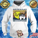 Cat shelter in place champion vintage s Hoodie