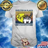 Cat shelter in place champion vintage shirt