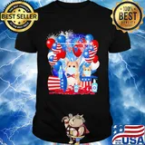 Corgi happy independence day mask soap firework balloon american flag shirt