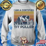 Cow I am a certified tit puller vintage s Sweater