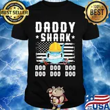 Daddy shark doo doo doo Lineman American flag veteran Independence Day shirt