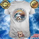 Dog play guitar having a slider summer vintage shirt