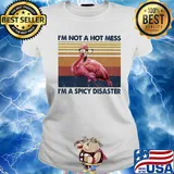Flamingo I’m not a hot mess I'm a spicy disaster vintage s Ladies tee