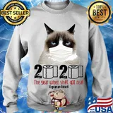 Grumpy Cat mask 2020 the year when shit got real quarantined toilet paper s Sweater