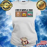 I am a simple man like woman beer firefighter s Ladies tee