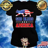 Independence Day cat god bless america s Ladies tee