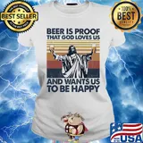 Jesus beer is proof that god loves us and wants us to be happy vintage s Ladies tee