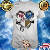 Kansas city chiefs vs kansas city royals heart hands shirt