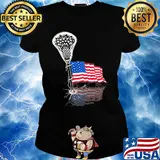 Lacrosse american flag independence day s Ladies tee