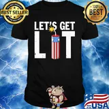 Let's get lit American flag veteran Independence Day shirt