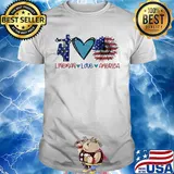 Lineman love heart sunflower American flag veteran Independence Day shirt