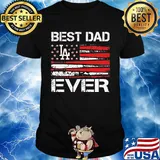 Los angeles dodgers best dad ever american flag happy father's day shirt