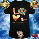 Love delta air lines life flower american flag vintage shirt