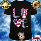 Love skull heart American flag veteran Independence Day shirt