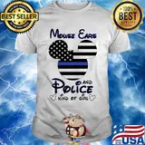 Mickey mouse ears and police kind of girl Blue Ribbon USA Flag shirt